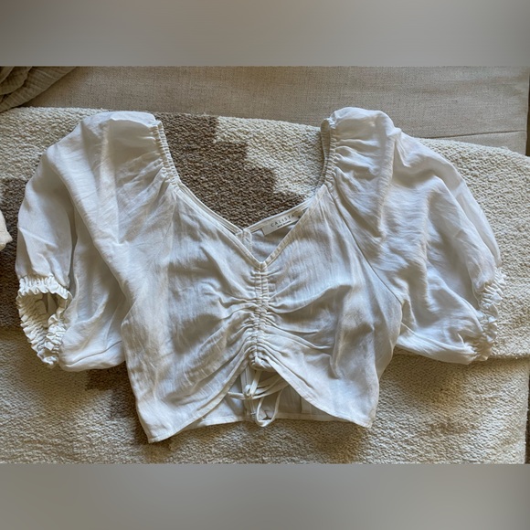 Puff shoulder white crop top - Picture 1 of 2